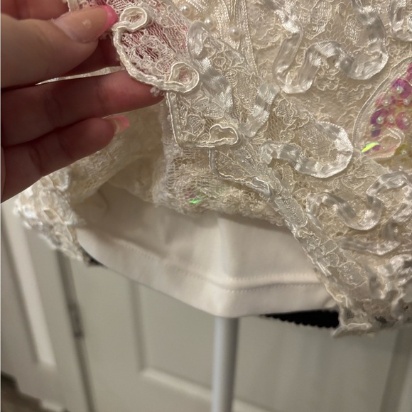 Vintage white lace beaded long sleeve blouse size L - Picture 12 of 16